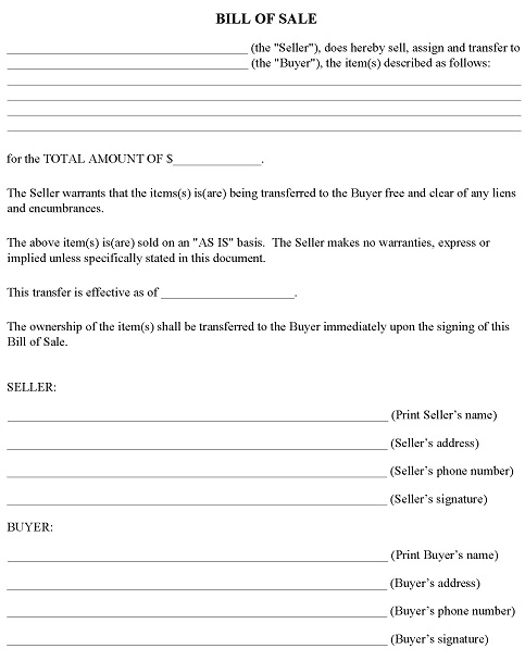 California Bill of Sale Forms